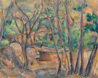 Mühlstein und Zisterne unter Bäumen, 1892-94 von Paul Cézanne